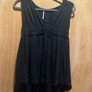 Women’s Black Sleeveless Tie-Front V-Neck Top